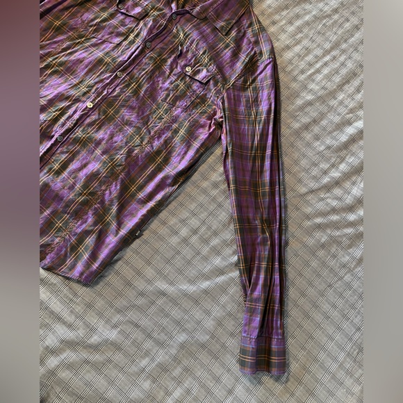 Hugo Boss casual button up - large - purple check pattern - GUC - Picture 3 of 5